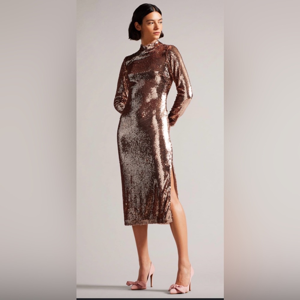 Ted Baker Metallic Long Sleeve Dress